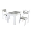 Stol + dve stoličky - auta bielo-šedá