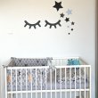 Drevená dekorácia na stenu - hviezdičky a spiace očká - modrá