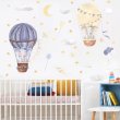 Detská samolepiaca dekorácia na stenu / Sloníci v lietacích balónoch