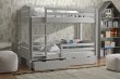Poschodová posteľ Petr BIS 80/200 cm + šuplíky šedá - masív smrek