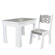 Stol a stolička opierka - méďa šedo-biela