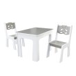 Stol + dve stoličky méďa šedo-biela
