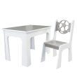 Stol a stolička opierka lopta šedo biela