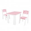 Stol + dve stoličky - méďa růžovo-biela
