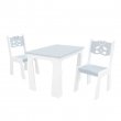 Stol + dve stoličky méďa šedo-biela