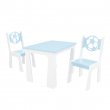 Stol + dve stoličky - lopta modro-biela