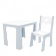 Stol a stolička opierka - srdce bielo-šedá