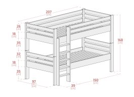 Patrová postel Kamila 90/200 cm + rošty ZDARMA