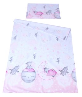 zväčšiť obrázok Detské obliečky do postieľky 100/135 cm - Slon na Mesiaci / ružová