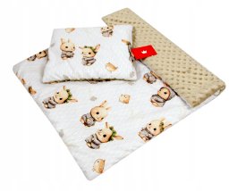 zväčšiť obrázok Vankúšik + deka do kočíka minky - nr.150 / králikovia