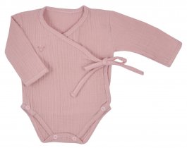 zväčšiť obrázok Dojčenské mušelínové bavlnené body - ružové