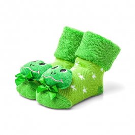 zväčšiť obrázok Dojčenské ponožky s hrkálkou 6-12 mesiacov žabka zelená - ABS