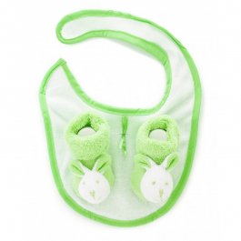 zväčšiť obrázok Dojčenský darčekový set podbradník + ponožky - zelená