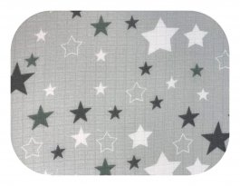 zväčšiť obrázok Plienka bavlna potlač biele hviezdičky na šedom