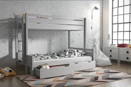 Patrová postel Jára 80/120x200 cm šedá + rošty ZDARMA