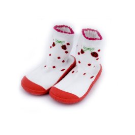 zväčšiť obrázok Froté ponožky pre deti s gumovou podrážkou KDI 009 - red/white