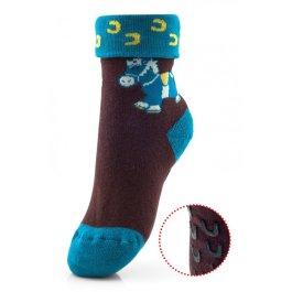 zväčšiť obrázok Detské protišmykové ponožky - hnedé s koníkom