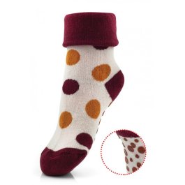 zväčšiť obrázok Detské protišmykové ponožky - bordová s bodkami