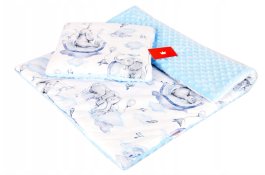 zväčšiť obrázok Vankúšik + deka do kočíka minky - sloník modrá