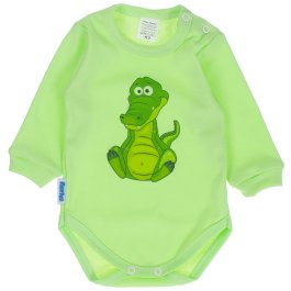 zväčšiť obrázok Dojčenské bavlnené body -zelená krokodíl 68