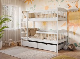zväčšiť obrázok Poschodová posteľ Loren 90x200 cm - BIELA + rošty ZADARMO zväčšiť obrázok Poschodová posteľ Loren 90x200 cm - BIELA + rošty ZADARMO