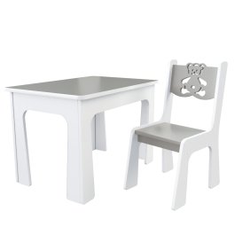 zväčšiť obrázok Stol a stolička opierka - méďa šedo-biela