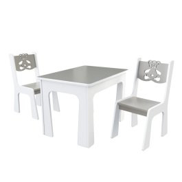 zväčšiť obrázok Stol + dve stoličky méďa šedo-biela
