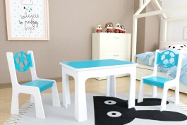 zväčšiť obrázok Stol + dve stoličky lopta modro-biela