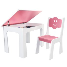 zväčšiť obrázok Stôl otvárací + 1 stolička - Mrak ružová