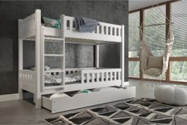 Patrová postel Matyas bílá 80x200 cm + zásuvka + rošty ZDARMA