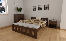 Postel Nika 160 x 200 cm zvýšená - OŘECH + matrace Super-flex + rošt ZDARMA