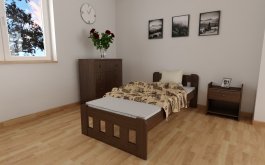 Zvětšit Postel Nika ořech 90 x 200 cm zvýšená + matrace Relax + rošt ZDARMA