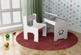 zväčšiť obrázok Detský stolček so stoličkou - medvedík ružový