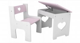zväčšiť obrázok Detský stolček so stoličkou - srdce ružové
