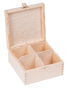 zväčšiť obrázok Krabička drevená  na čaj 16,5x16,5x8 cm zapínanie