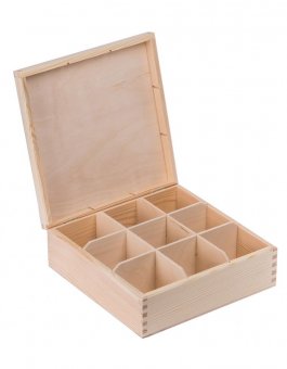 zväčšiť obrázok Krabička drevená  na čaj 22,5x22,5x8,2 cm