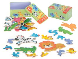 zväčšiť obrázok Puzzle v plechovej krabičke - zvieratká safari
