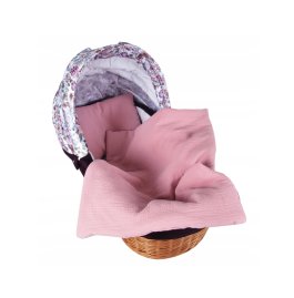 zväčšiť obrázok Vankúšik + deka do kočíka mušelín s výplní - ružová