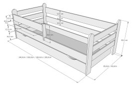 Postel Ronda 90/200 cm - bílá + šuplík 