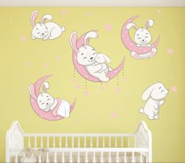 zväčšiť obrázok Samolepiaca dekorácia na stenu - králiček na oblohe