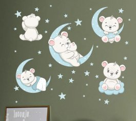 zväčšiť obrázok Samolepiaca dekorácia na stenu - medvedík na oblohe