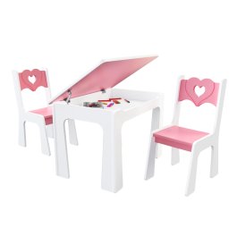 zväčšiť obrázok Stôl otvárací + 2 stolička - Srdce ružová