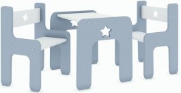 zväčšiť obrázok Stol + 2 dve stoličky - hvezda šedá
