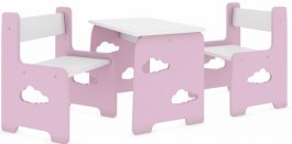 zväčšiť obrázok Stol a dve stoličky mráček růžový