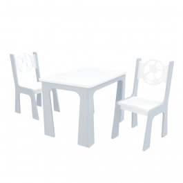 zväčšiť obrázok Stol + dve stoličky lopta bielo-šedá