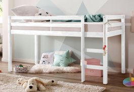 Dětská vyvýšená postel  Alva s žebříkem bílá + rošt ZDARMA